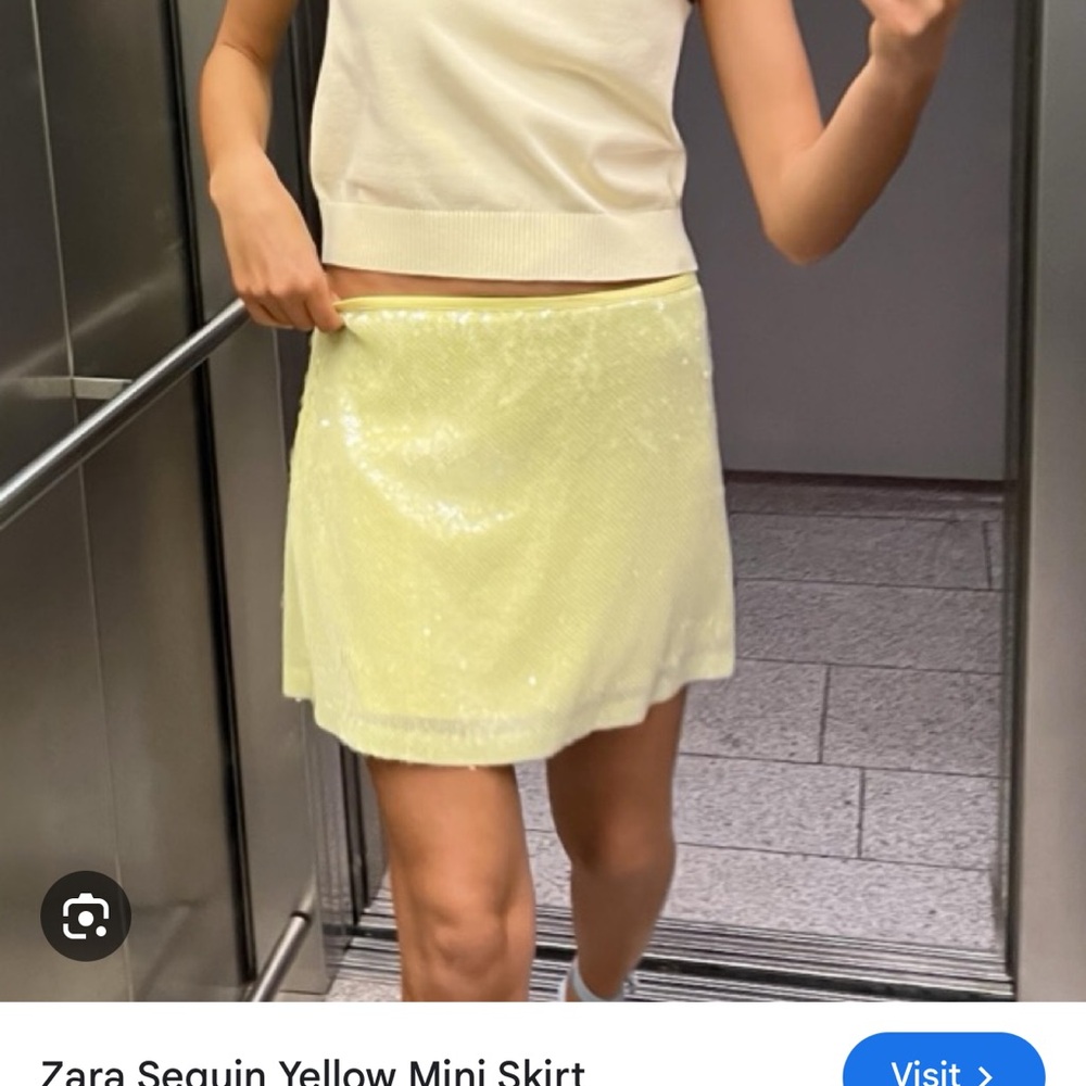 Zara Sparkling Yellow Mini Skirt